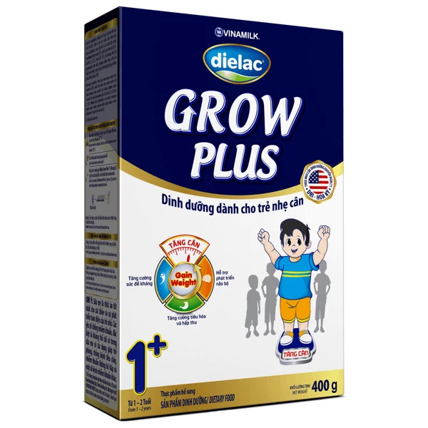 Sữa Bột Dielac Grow Plus 1+ (Màu xanh) - Hộp Giấy 400g