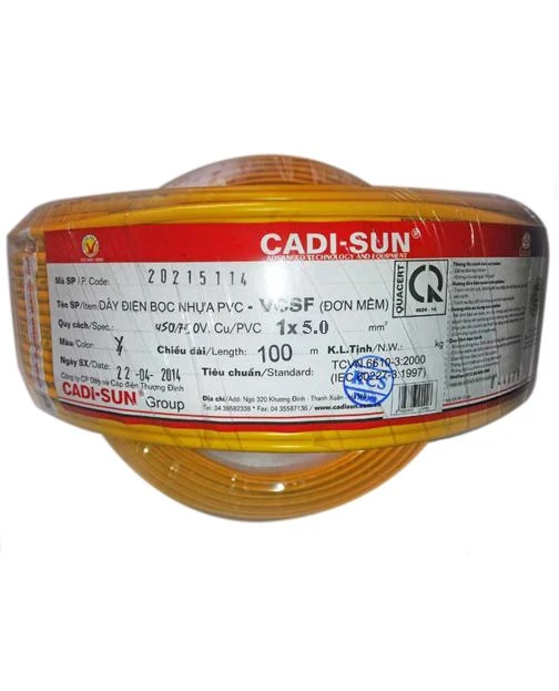 Dây Điện Cadisun, Dây Đơn Mềm VCSF 1x5.0