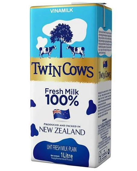Sữa Tươi Tiệt Trùng Không Đường Twin Cows - Hộp Giấy 1L