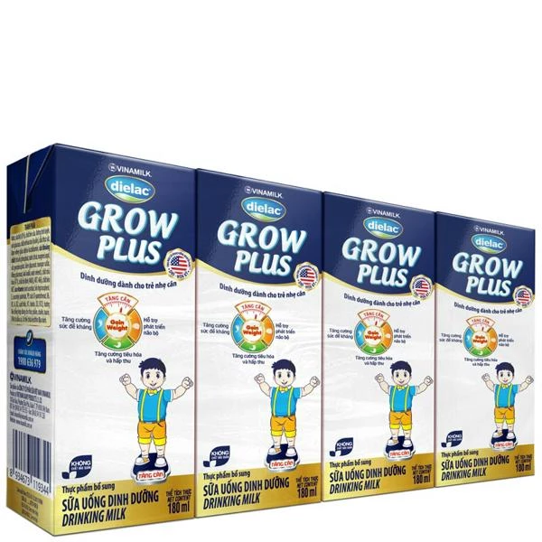 Sữa Uống Dinh Dưỡng Dielac Grow Plus ( Xanh)- Lốc 4 Hộp x 180ml