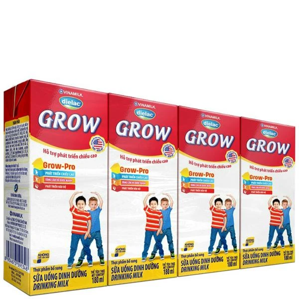 Sữa Uống Dinh Dưỡng Dielac Grow - Lốc 4 Hộp x 180ml