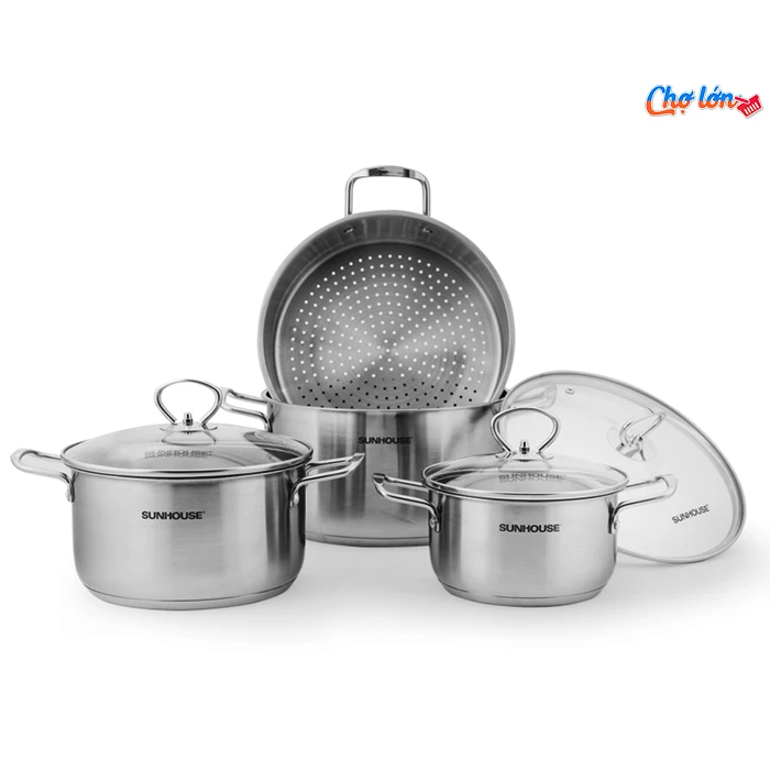 Bộ nồi inox 3 đáy SUNHOUSE SH893
