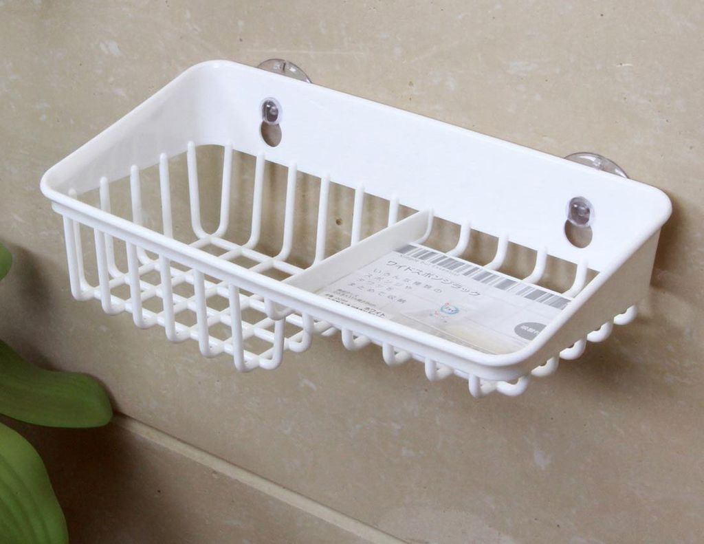Giá để giẻ rửa bát 2 ngăn dạng lưới màu trắng Inomata
